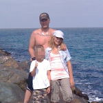 Kristopher Lauchner with Sage Capuano, at beach in San Diego