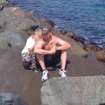 Kristopher Lauchner with Sage Capuano, at beach in San Diego