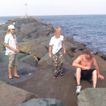 Kristopher Lauchner with Sage Capuano, at beach in San Diego